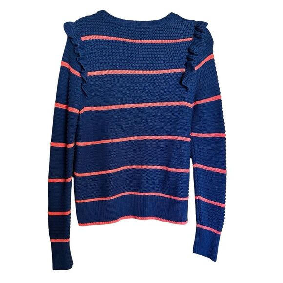 Banana Republic Sweater Medium Multicolor Stripe Ruffle Cable Knit Pullover - Picture 5 of 8